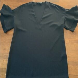Zara V-Neck Mini Dress/Blouse with Ruffled Sleeves
